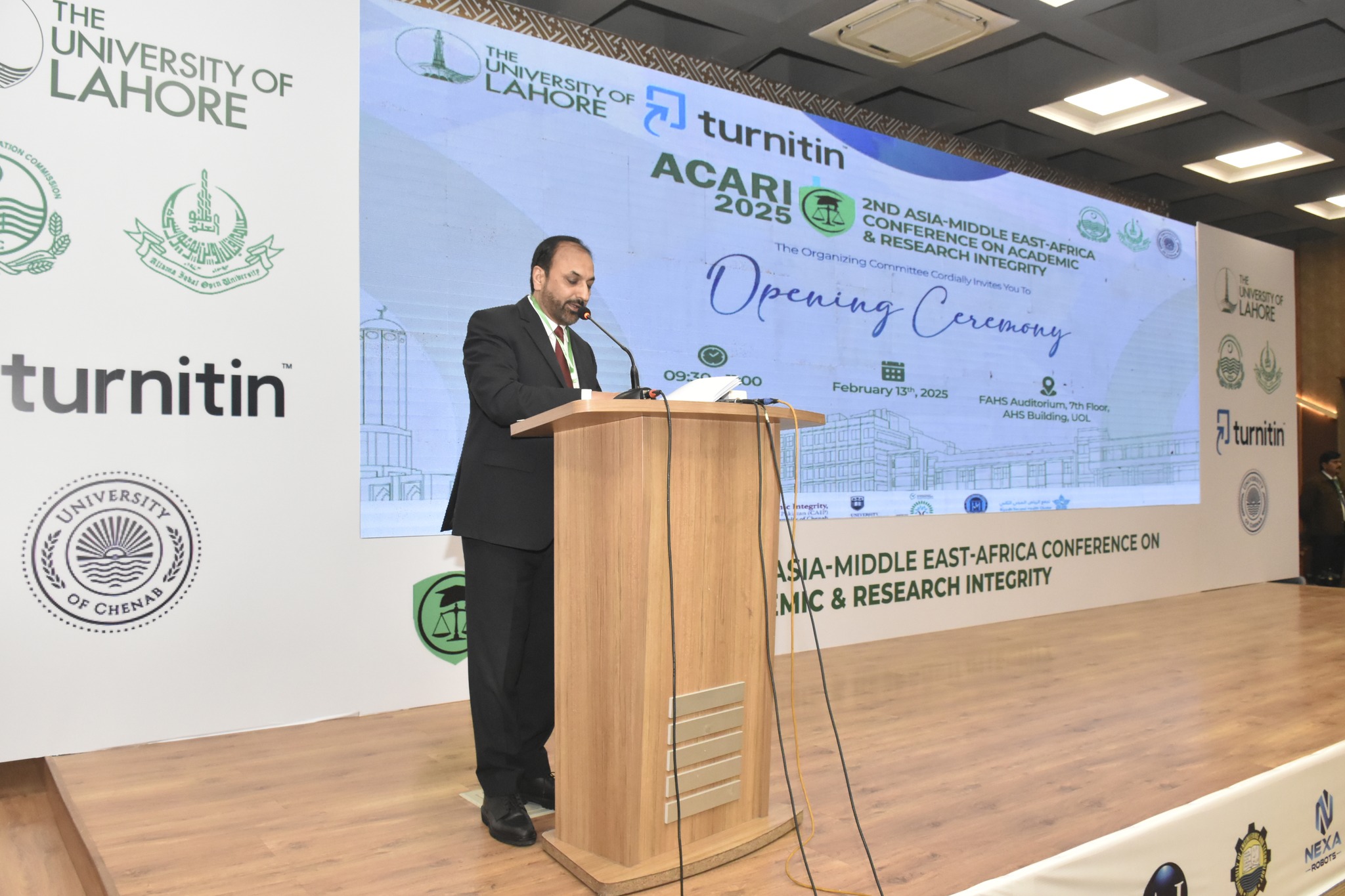 Vice Chancellor UET Prof. Dr. Shahid Munir (TI) delivered conference opening address being Patron in Chief of The 2nd Asia-Middle East-Africa Conference on Academic & Research Integrity (ACARI 2025) held at University of Lahore. The conference focused on Resilience through Integrity in research & academia.