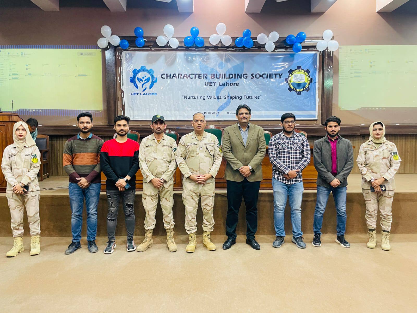 UET Character Building Society in collaboration with Regional Directorate Anti Narcotics Force (ANF) Punjab conducted a seminar on 'Nurturing Values, Shaping Futures' at UET Lahore.