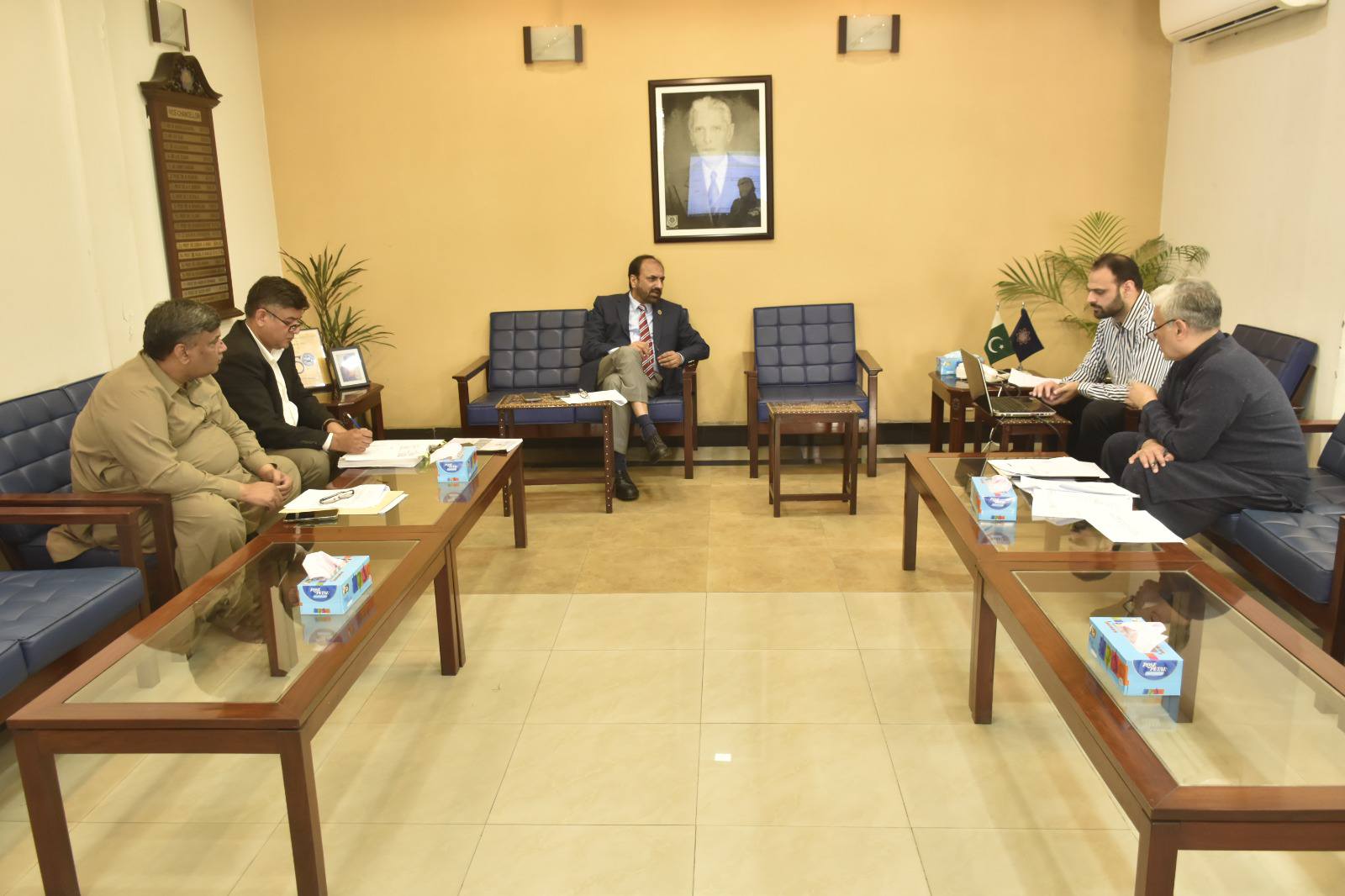 Vice Chancellor UET Prof. Dr. Shahid Munir (TI) is presiding over a meeting regarding development projects.