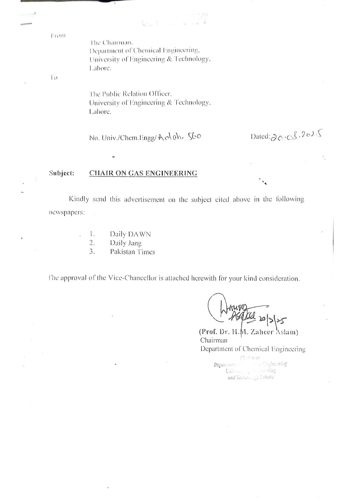 Advertisement for Research Associate SNGPL_page-0001