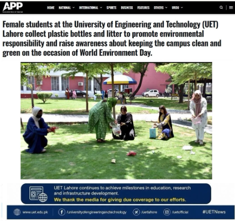 UET Lahore Organizes Awareness Walk on World Environment Day..